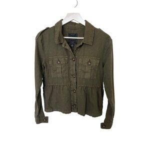 Sanctuary Peplum Jacket Army Green Button-Up